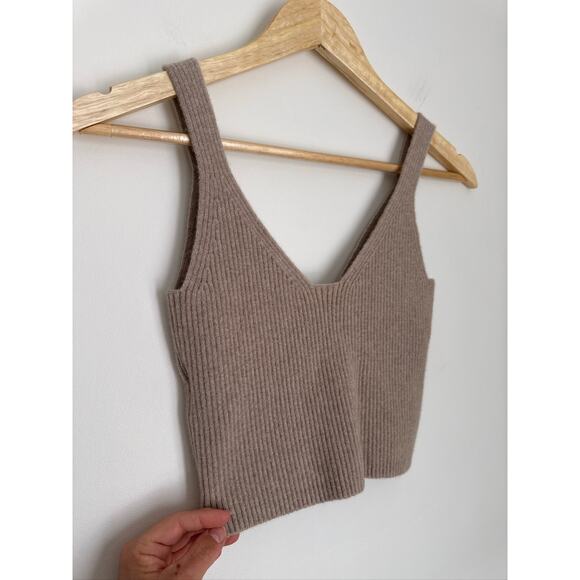 J.Crew Cashmere Blend Ribbed Cropped Sweater Tank, Beige, S - Picture 8 of 8